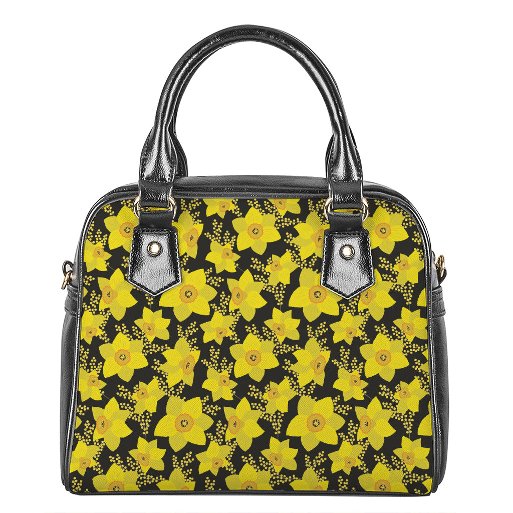 Daffodil And Mimosa Pattern Print Shoulder Handbag