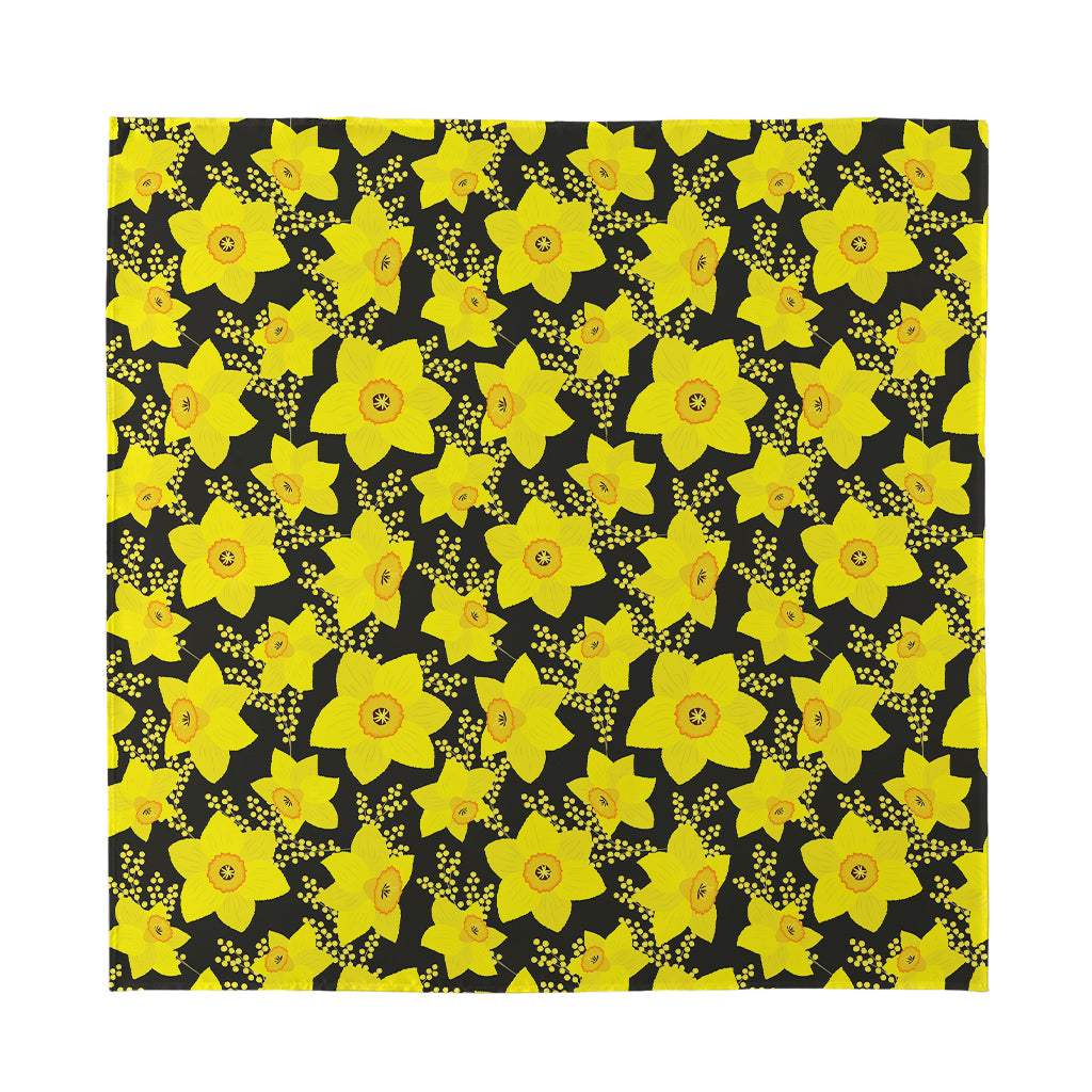 Daffodil And Mimosa Pattern Print Silk Bandana