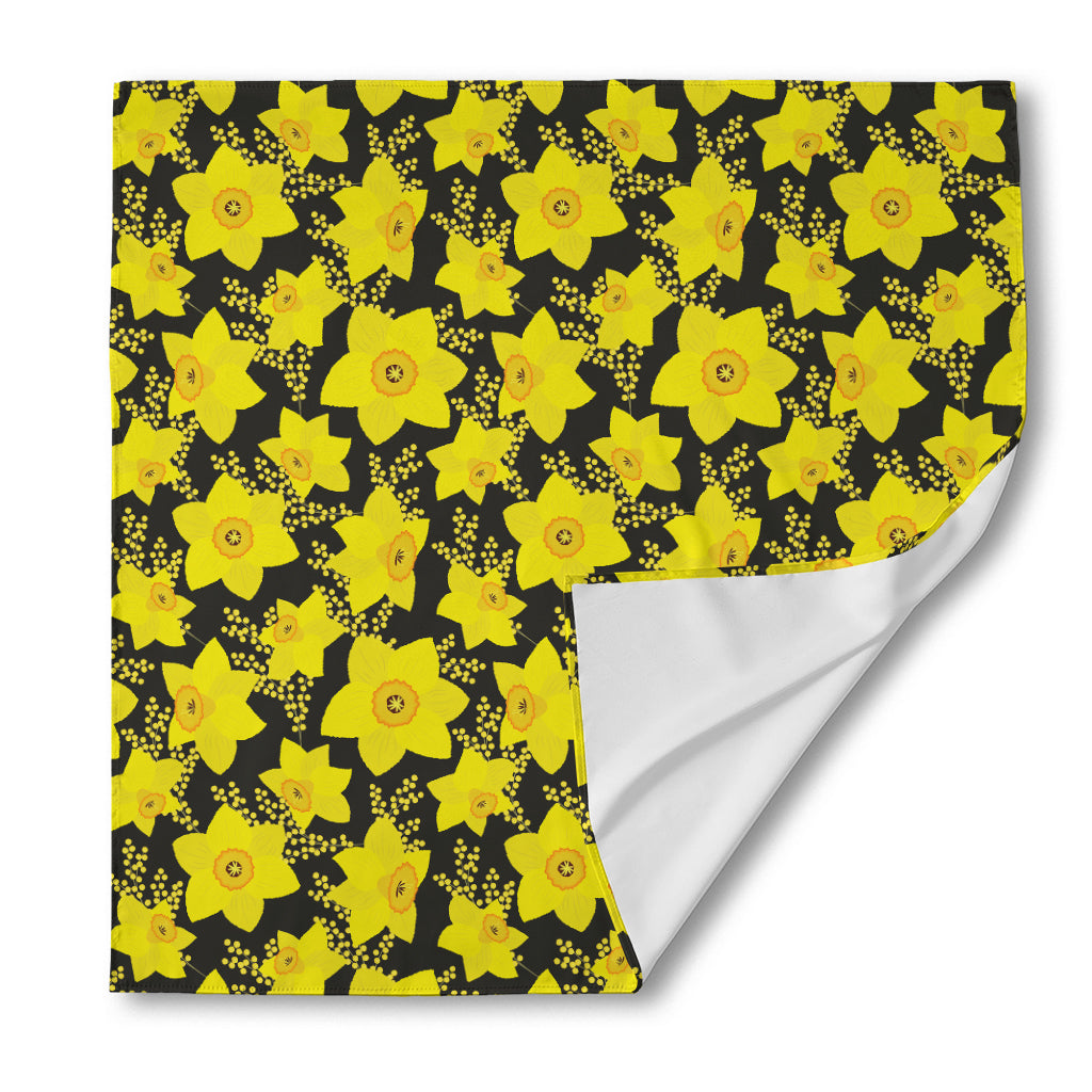 Daffodil And Mimosa Pattern Print Silk Bandana