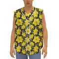 Daffodil And Mimosa Pattern Print Sleeveless Baseball Jersey