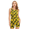 Daffodil And Mimosa Pattern Print Sleeveless One Piece Swimsuit