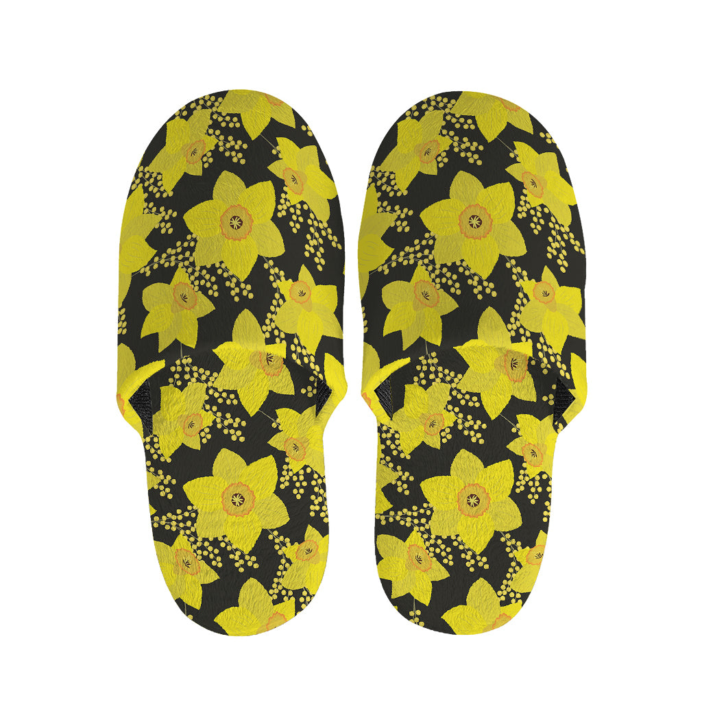 Daffodil And Mimosa Pattern Print Slippers