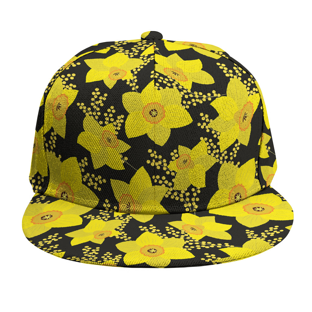 Daffodil And Mimosa Pattern Print Snapback Cap
