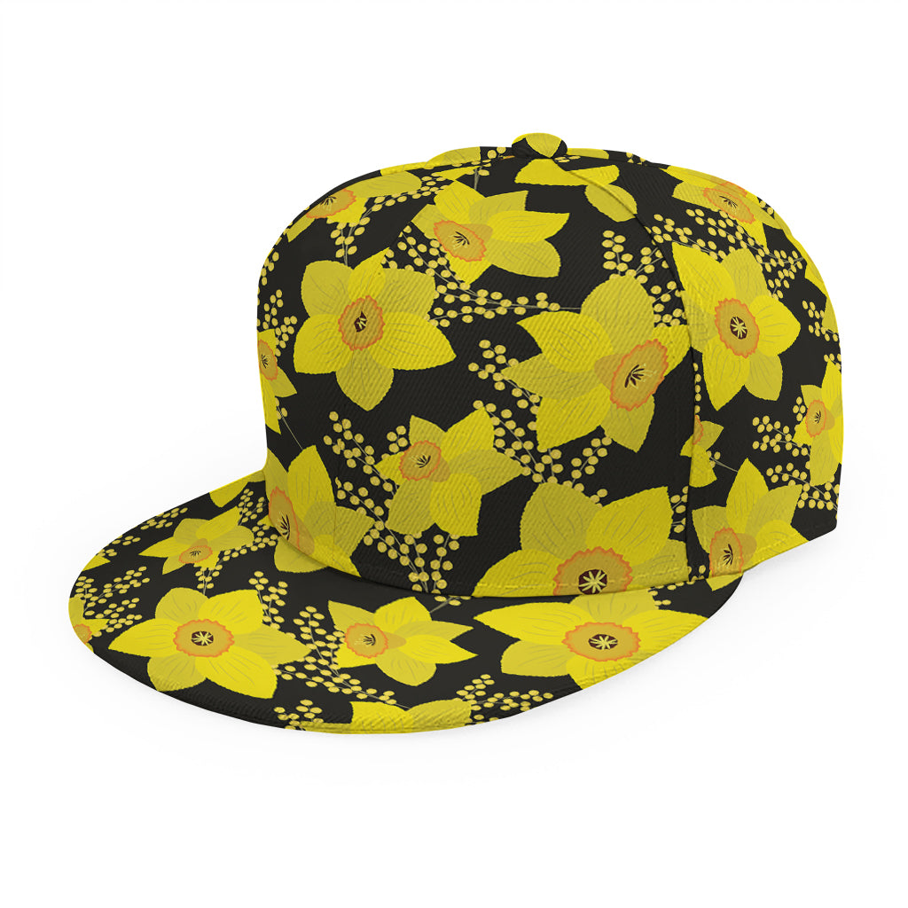 Daffodil And Mimosa Pattern Print Snapback Cap