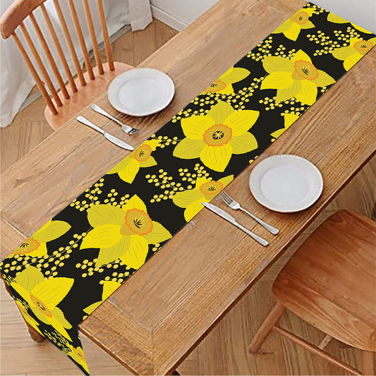 Daffodil And Mimosa Pattern Print Table Runner