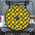 Daffodil And Mimosa Pattern Print Tire Cover With Camera Hole