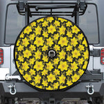 Daffodil And Mimosa Pattern Print Tire Cover With Camera Hole