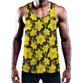 Daffodil And Mimosa Pattern Print Men's Workout Tank Top