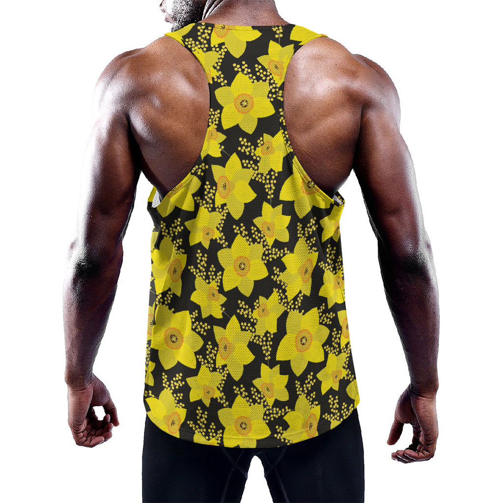 Daffodil And Mimosa Pattern Print Training Tank Top
