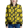 Daffodil And Mimosa Pattern Print Women's Bomber Jacket