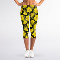 Daffodil And Mimosa Pattern Print Women's Capri Leggings