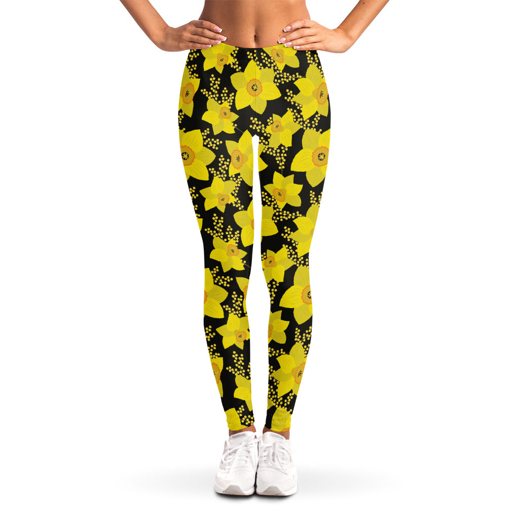 Daffodil And Mimosa Pattern Print Women's Leggings