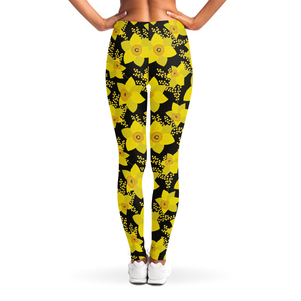 Daffodil And Mimosa Pattern Print Women's Leggings
