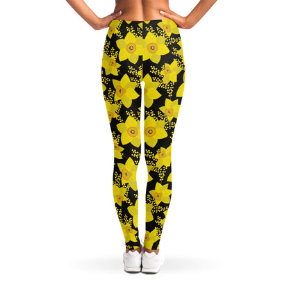 Daffodil And Mimosa Pattern Print Women's Leggings