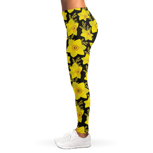 Daffodil And Mimosa Pattern Print Women's Leggings