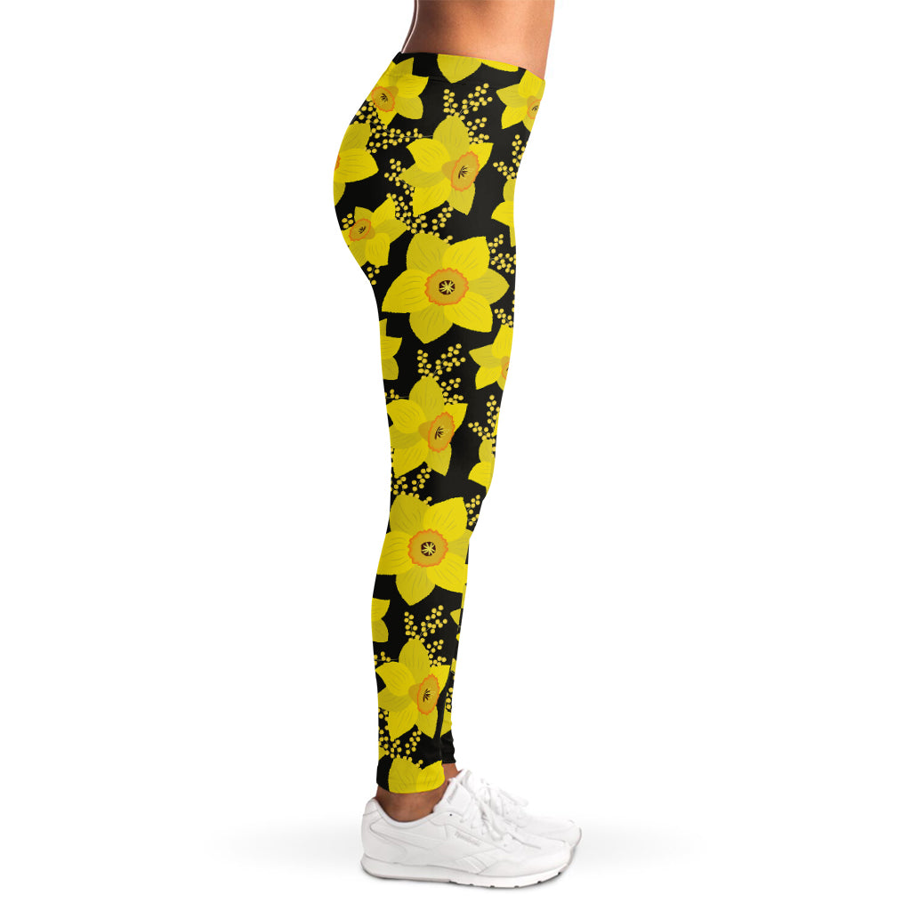Daffodil And Mimosa Pattern Print Women's Leggings