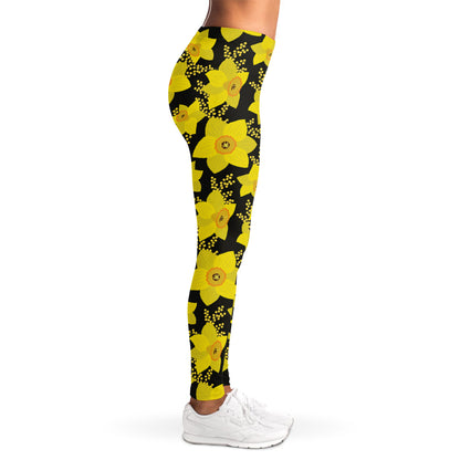 Daffodil And Mimosa Pattern Print Women's Leggings