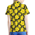 Daffodil And Mimosa Pattern Print Women's Polo Shirt