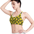 Daffodil And Mimosa Pattern Print Women's Sports Bra