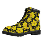 Daffodil And Mimosa Pattern Print Work Boots