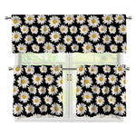 Daisy Flower Pattern Print 3 Piece Kitchen Curtains