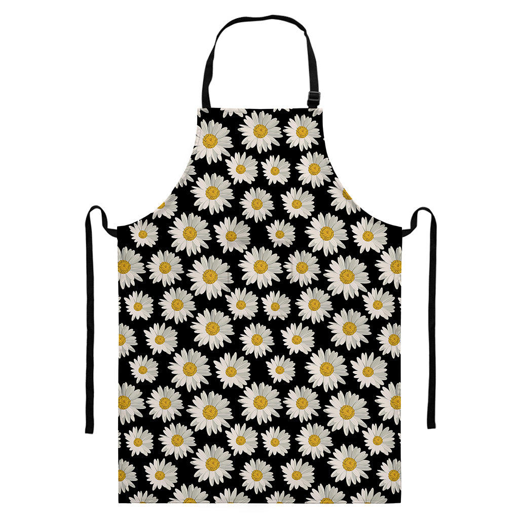 Daisy Flower Pattern Print Bib Apron With Pocket