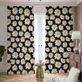 Daisy Flower Pattern Print Dimout Pencil Pleat Curtains