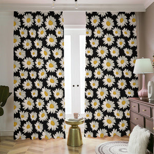 Daisy Flower Pattern Print Blackout Pencil Pleat Curtains