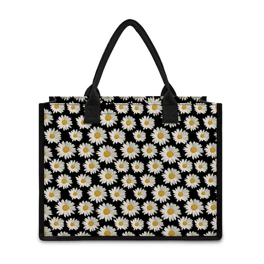 Daisy Flower Pattern Print Canvas Tote Bag