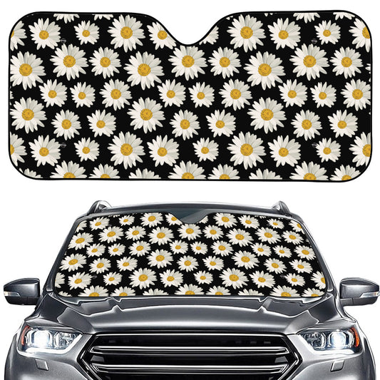 Daisy Flower Pattern Print Car Windshield Sun Shade