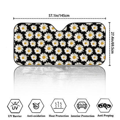 Daisy Flower Pattern Print Car Windshield Sun Shade