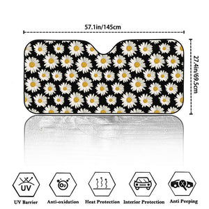 Daisy Flower Pattern Print Car Windshield Sun Shade