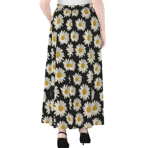 Daisy Flower Pattern Print Chiffon Maxi Skirt