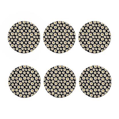 Daisy Flower Pattern Print Coaster Set