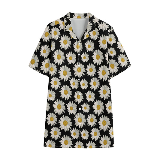 Daisy Flower Pattern Print Cotton Hawaiian Shirt