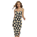 Daisy Flower Pattern Print Cross Back Cami Dress