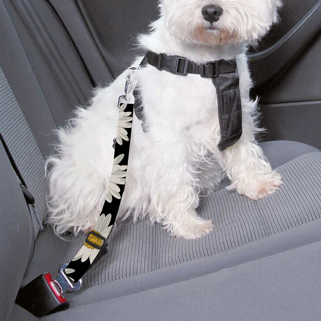 Daisy Flower Pattern Print Dog Seat Belt