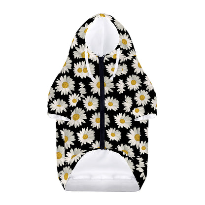 Daisy Flower Pattern Print Dog Zip Up Hoodie