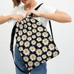 Daisy Flower Pattern Print Drawstring Backpack