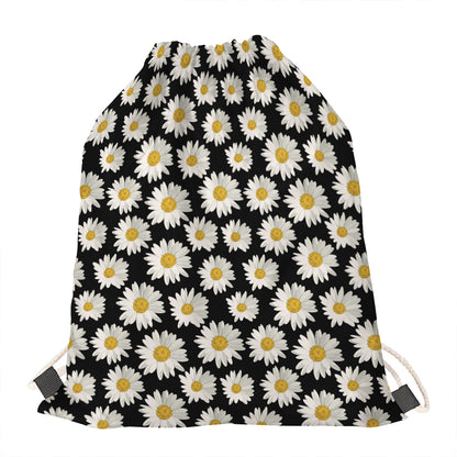 Daisy Flower Pattern Print Drawstring Bag