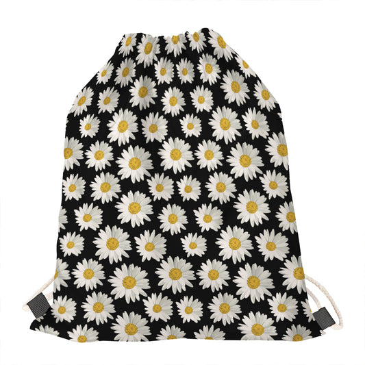 Daisy Flower Pattern Print Drawstring Bag
