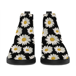 Daisy Flower Pattern Print Flat Ankle Boots