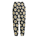 Daisy Flower Pattern Print Fleece Lined Knit Pants