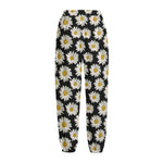 Daisy Flower Pattern Print Fleece Lined Knit Pants