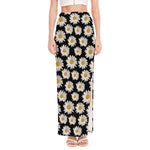 Daisy Flower Pattern Print High Slit Maxi Skirt