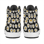 Daisy Flower Pattern Print High Top Leather Sneakers