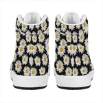 Daisy Flower Pattern Print High Top Leather Sneakers