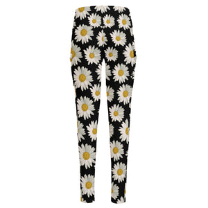 Daisy Flower Pattern Print High-Waisted Pocket Leggings