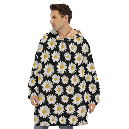 Daisy Flower Pattern Print Hoodie Blanket