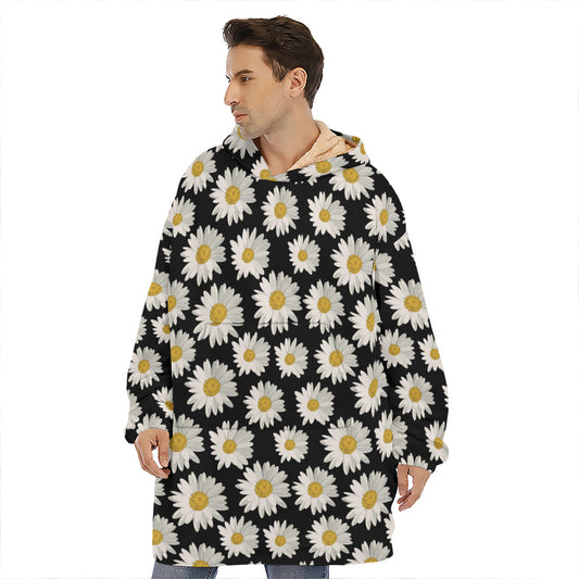 Daisy Flower Pattern Print Hoodie Blanket